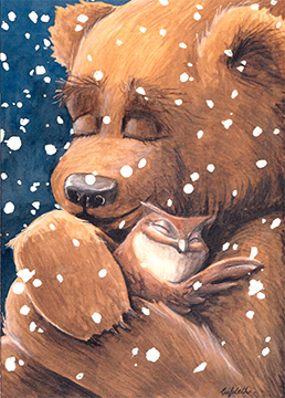 Knuffelkaart Beer en Uil